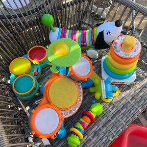 Colorful Kids Toy Bundle with Musical Instruments and Stacking Rings